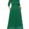 Women‘s Plus Size Curve Party Dress Floral Crew Neck Lace 3/4 Length Sleeve Spring Fall Work Prom Dress Maxi Long Dress Party Daily Dress -LIGHTINTHEBOX Shop kfrzdw1628496517601