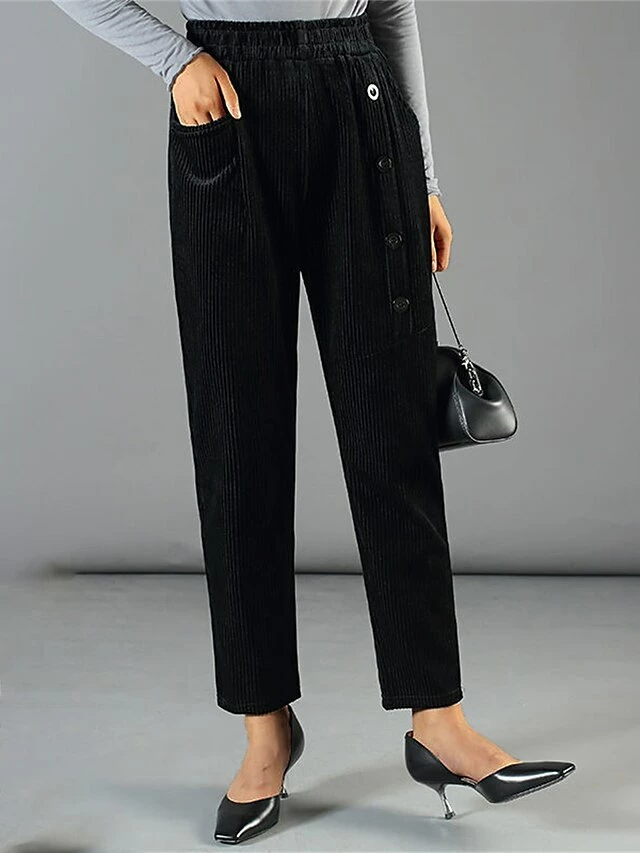 Women's Fleece Pants Pants Trousers Harem Pants Wine Black Coffee Fashion Streetwear Daily Daily Wear Vacation Pocket Full Length Breathability Plain XL 2XL 3XL 4XL 5XL 5 Women's Fleece Pants Pants Trousers Harem Pants Wine Black Coffee Fashion Streetwear Daily Daily Wear Vacation Pocket Full Length Breathability Plain XL 2XL 3XL 4XL 5XL - Image 3