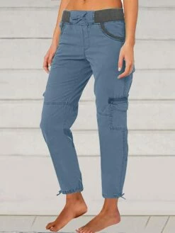 Women's Cargo Pants Pants Trousers Full Length Cotton Pocket Micro-elastic Mid Waist Fashion Streetwear Street Daily Dark Brown Peacock Blue S M Summer Fall