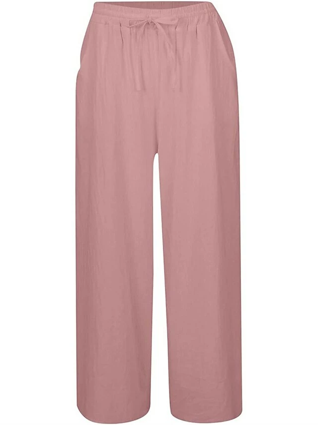 Women's Wide Leg Linen Pants Pants Trousers Full Length Linen / Cotton Blend Pocket Baggy Micro-elastic Mid Waist Fashion Streetwear Daily Daily Wear Claret Navy S M Summer Spring 11 Women's Wide Leg Linen Pants Pants Trousers Full Length Linen / Cotton Blend Pocket Baggy Micro-elastic Mid Waist Fashion Streetwear Daily Daily Wear Claret Navy S M Summer Spring - Image 9