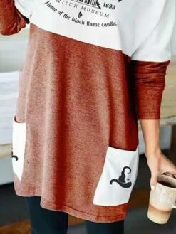 Women‘s T Shirt Dress Tee DressShort Mini Dress Photo Color Long Sleeve Color Block Letter Elk Pocket Print Spring Winter Crew Neck Casual Modern Loose Fit 2022 S M L XL XXL 3XL -LIGHTINTHEBOX Shop kigmxk1662694581692