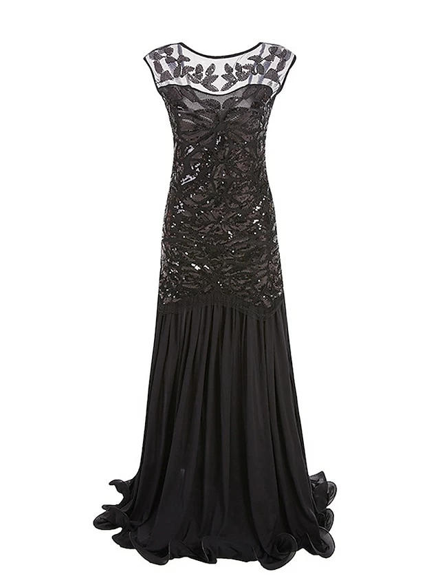 Women's Retro 1920s Sequin Dress Long Dress Maxi Dress Party Halloween Sequins Ruffle Leaf Crewneck Sleeveless Regular Fit Spring Fall 2023 Black Red S M L XL 10 Women's Retro 1920s Sequin Dress Long Dress Maxi Dress Party Halloween Sequins Ruffle Leaf Crewneck Sleeveless Regular Fit Spring Fall 2023 Black Red S M L XL - Image 8