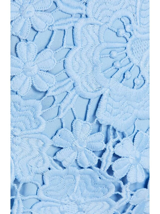 Women‘s Lace Dress Sheath Dress Midi Dress Blue Short Sleeve Solid Color Lace Spring Summer Round Neck Classic & Timeless Party 2023 S M L XL 7 Women‘s Lace Dress Sheath Dress Midi Dress Blue Short Sleeve Solid Color Lace Spring Summer Round Neck Classic & Timeless Party 2023 S M L XL - Image 5