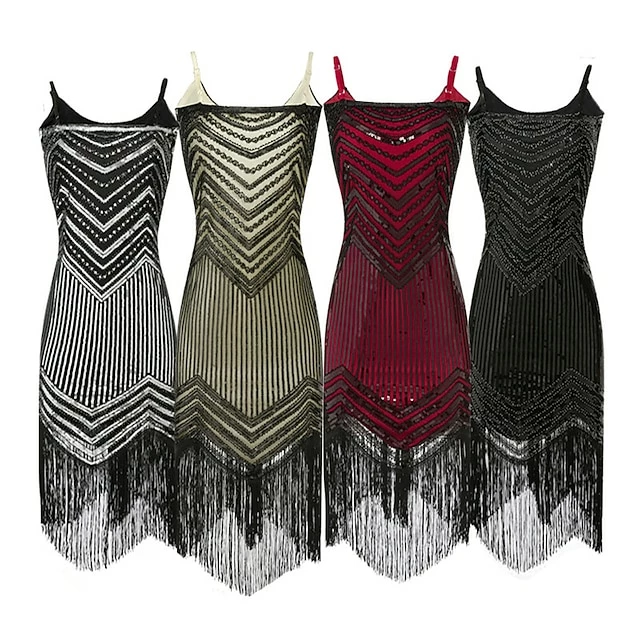 Women's Retro 1920s Fringe Dress Midi Dress Party Halloween Sequins Tassel Fringe Geometric Spaghetti Strap Sleeveless Regular Fit Spring Fall 2023 Silver Black S M L XL 3 Women's Retro 1920s Fringe Dress Midi Dress Party Halloween Sequins Tassel Fringe Geometric Spaghetti Strap Sleeveless Regular Fit Spring Fall 2023 Silver Black S M L XL