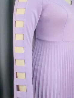 Women's Plus Size Curve Party Dress Work Dress Swing Dress Plain Midi Dress Long Sleeve Pleated Cut Out V Neck Fashion Party Purple Fall Winter XL XXL 3XL 4XL -LIGHTINTHEBOX Shop knobiy1694165774423