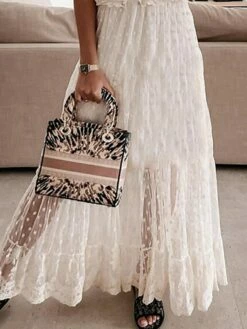 Women's Long Dress Maxi Dress Party Dress Casual Dress White Dress Polka Dot Basic Modern Outdoor Daily Holiday Lace Ruched Short Sleeve V Neck Dress Loose Fit White Summer Spring S M L XL XXL -LIGHTINTHEBOX Shop koenuh1676863508457