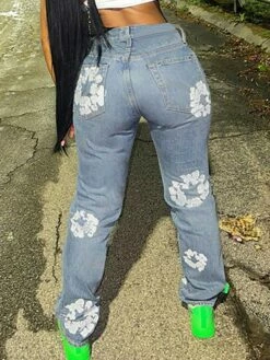 Women's Jeans Pants Trousers Straight Full Length Fashion Streetwear Street Daily Blue S M Fall Winter -LIGHTINTHEBOX Shop kpdmsr1697522014195