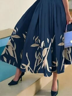 Women's Shirt Dress Casual Dress Swing Dress Midi Dress Outdoor Daily Date Polyester Fashion Modern Shirt Collar Button Print Short Sleeve Summer Spring 2023 Regular Fit Navy Blue Leaf S M L XL XXL -LIGHTINTHEBOX Shop kpisqq1690859418265