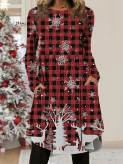 Women's Christmas Work Dress Casual Dress Fashion Winter DressDaily Midi Dress Pocket Print Crew Neck Long Sleeve PlaidTree Regular Fit Wine Red Gold Fall Winter S M L XL XXL 7 Women's Christmas Work Dress Casual Dress Fashion Winter DressDaily Midi Dress Pocket Print Crew Neck Long Sleeve PlaidTree Regular Fit Wine Red Gold Fall Winter S M L XL XXL -LIGHTINTHEBOX Shop kqlcvm1695713734480