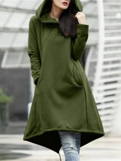 Women's Casual Dress Hoodie Dress Winter Dress Midi Dress Pocket Outdoor Street Daily Fashion Streetwear Hooded Long Sleeve 2023 Loose Fit Black Army Green Gray Color S M L XL XXL Size -LIGHTINTHEBOX Shop kqwhvn1694510143010