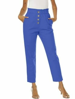 Women‘s Linen Dress Pants Trousers Cotton And Linen Magenta Orange Red Rust High Waist Streetwear Casual Comfort Holiday Daily Wear Vacation Pocket Micro-elastic Full Length Breathability Plain -LIGHTINTHEBOX Shop krozbf1688025663167