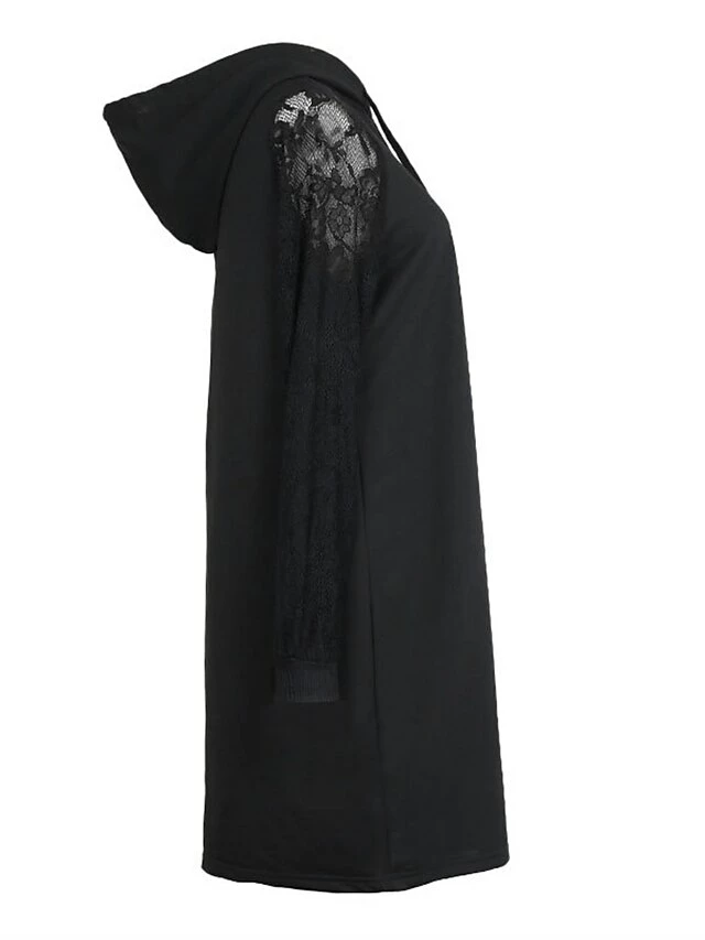 Women's Casual Dress Hoodie Dress Mini Dress Active Daily Outdoor Holiday Vacation Hoodie Solid Color Loose Fit Black S M L XL 9 Women's Casual Dress Hoodie Dress Mini Dress Active Daily Outdoor Holiday Vacation Hoodie Solid Color Loose Fit Black S M L XL - Image 7