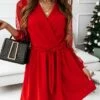 Women's Work Dress Mini Dress Black Red Dark Green Long Sleeve Pure Color Mesh Summer Spring V Neck Fashion Office Slim 2023 XS S M L XL XXL 3XL -LIGHTINTHEBOX Shop kspdze1672133511133