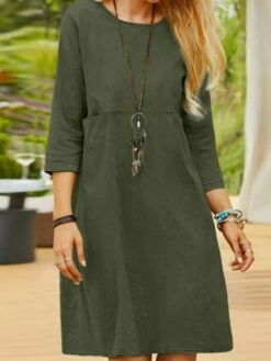 Women's Casual Dress Cotton Linen Dress Shift Dress Midi Dress Linen / Cotton Blend Fashion Traditional / Vintage Outdoor Daily Vacation U Neck Patchwork 3/4 Length Sleeve Fall Winter Autumn 2023 8 Women's Casual Dress Cotton Linen Dress Shift Dress Midi Dress Linen / Cotton Blend Fashion Traditional / Vintage Outdoor Daily Vacation U Neck Patchwork 3/4 Length Sleeve Fall Winter Autumn 2023 -LIGHTINTHEBOX Shop kufzho1693366169325