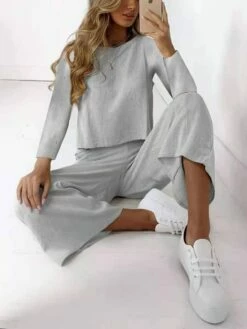 Women's Shirt Pants Sets Black White Brown Plain Long Sleeve Casual Daily Daily Basic Round Neck Regular Fit Fall & Winter 13 Women's Shirt Pants Sets Black White Brown Plain Long Sleeve Casual Daily Daily Basic Round Neck Regular Fit Fall & Winter -LIGHTINTHEBOX Shop kurisu1644400556773