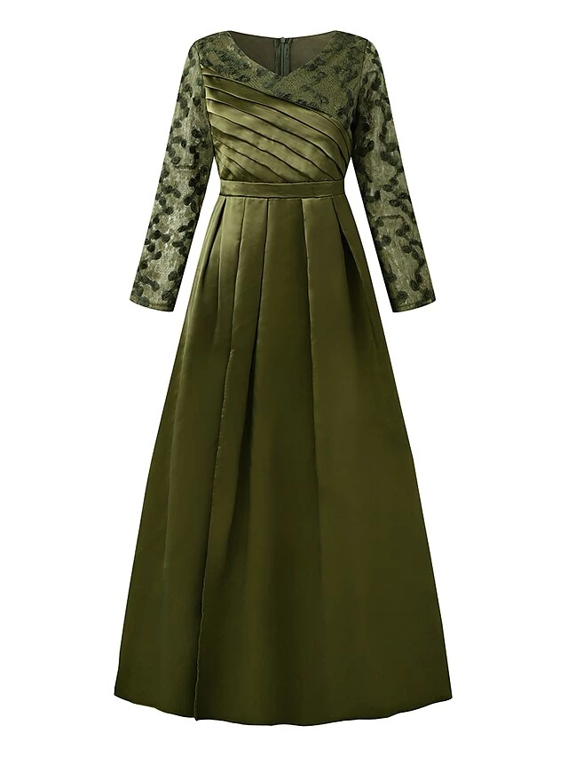 Women‘s Formal Party Dress Swing Dress A Line Dress Long Dress Maxi Dress Black Green Long Sleeve Pure Color Patchwork Winter Fall Spring V Neck Fashion Winter Dress Evening Party 2023 S M L XL 2XL 4 Women‘s Formal Party Dress Swing Dress A Line Dress Long Dress Maxi Dress Black Green Long Sleeve Pure Color Patchwork Winter Fall Spring V Neck Fashion Winter Dress Evening Party 2023 S M L XL 2XL - Image 2