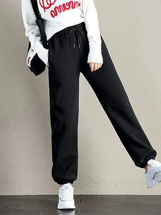 Women's Fleece Pants Sweatpants Joggers Full Length Side Pockets Micro-elastic Mid Waist Hip-Hop Athleisure Leisure Sports Weekend Black Pink S M Fall & Winter 5 Women's Fleece Pants Sweatpants Joggers Full Length Side Pockets Micro-elastic Mid Waist Hip-Hop Athleisure Leisure Sports Weekend Black Pink S M Fall & Winter - Image 3