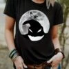 Women's T Shirt Tee Halloween Shirt Black Graphic Print Short Sleeve Halloween Weekend Festival / Holiday Round Neck Regular Fit Painting Summer -LIGHTINTHEBOX Shop laaeom1696763484193