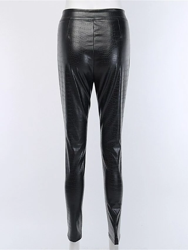 Women's Skinny Leather Pants Pants Trousers PU Black High Waist Fashion Streetwear Party Street Daily Micro-elastic Full Length Breathability Plain XS S M 13 Women's Skinny Leather Pants Pants Trousers PU Black High Waist Fashion Streetwear Party Street Daily Micro-elastic Full Length Breathability Plain XS S M - Image 11