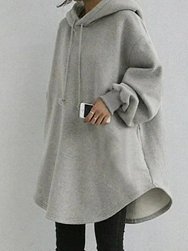 Women's Casual Dress Hoodie Dress Mini Dress Daily Casual Outdoor Vacation Going Out Hoodie Pocket Pure Color Regular Fit Black Blue Gray S M L XL XXL 5 Women's Casual Dress Hoodie Dress Mini Dress Daily Casual Outdoor Vacation Going Out Hoodie Pocket Pure Color Regular Fit Black Blue Gray S M L XL XXL - Image 3