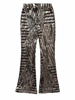 Women's Bootcut Bell Bottom Pants Trousers Full Length Sequins Micro-elastic High Waist Fashion Streetwear Party Street Silver Black Gold S M Summer Fall -LIGHTINTHEBOX Shop lcqqaq1693295372558