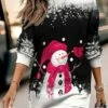 Women's Casual Dress Christmas Dress Sweatshirt Dress Snowman Snowflake Print Crew Neck Mini Dress Fashion Streetwear Outdoor Christmas Long Sleeve Loose Fit Black Red Fall Winter S M L XL XXL -LIGHTINTHEBOX Shop lecgiq1695203007668
