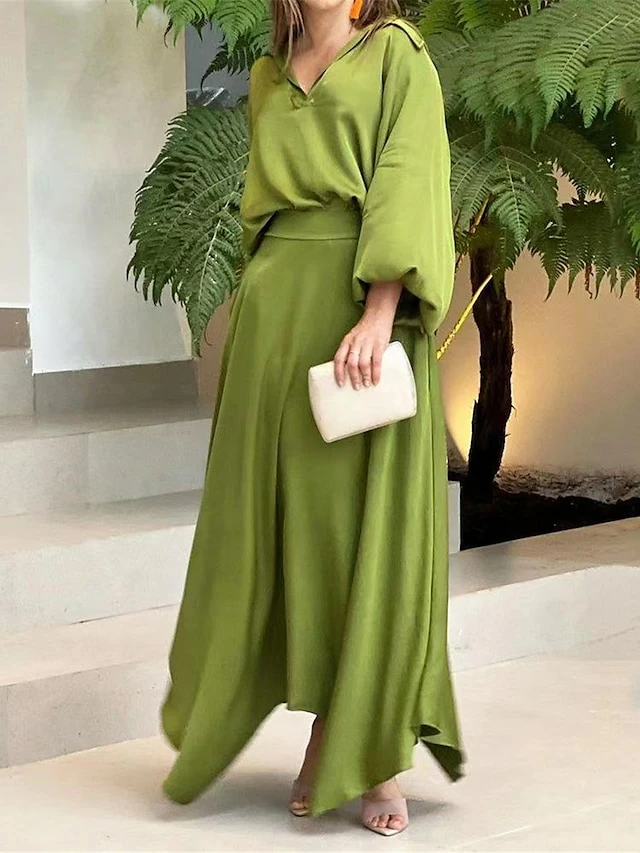 Women's Two Piece Dress Set Casual Dress Skirt Set Daily Date Streetwear Elegant Pocket Long Dress Maxi Dress Shirt Collar Long Sleeve Plain Loose Fit Black Wine Blue Fall Winter S M L XL XXL 3 Women's Two Piece Dress Set Casual Dress Skirt Set Daily Date Streetwear Elegant Pocket Long Dress Maxi Dress Shirt Collar Long Sleeve Plain Loose Fit Black Wine Blue Fall Winter S M L XL XXL