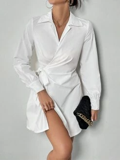 Women's Shirt Dress Casual Dress Sheath Dress Mini Dress Outdoor Daily Vacation Polyester Fashion Modern Shirt Collar Lace Up Long Sleeve Spring Fall Winter 2023 Regular Fit ArmyGreen Black White -LIGHTINTHEBOX Shop lfyqcc1695027666181