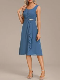 Women's Two Piece Dress Set Party Dress Chiffon Dress Party Wedding Guest Fashion Elegant Ruffle Midi Dress Crew Neck 3/4 Length Sleeve Plain Loose Fit Blue Fall Winter S M L XL XXL -LIGHTINTHEBOX Shop lgdiwk1696604914022