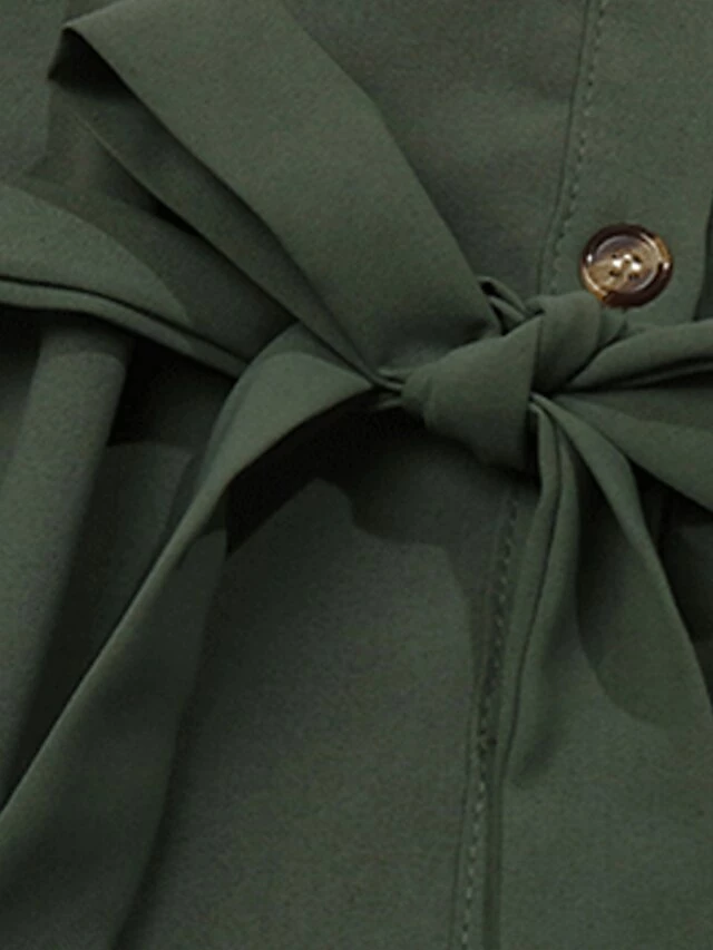 Women's Work Dress Casual Dress Semi Formal Dress Fashion Office Daily Workfashion Mini Dress Lace Up Button V Neck Long Sleeve Plain Loose Fit Army Green Fall Winter S M L XL 11 Women's Work Dress Casual Dress Semi Formal Dress Fashion Office Daily Workfashion Mini Dress Lace Up Button V Neck Long Sleeve Plain Loose Fit Army Green Fall Winter S M L XL - Image 9