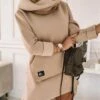 Women's Casual Dress Hoodie Dress Winter Dress Midi Dress Pocket Plus High Low Daily Date Going Out Fashion Basic Cowl Neck Long Sleeve 2023 Loose Fit Khaki Color S M L XL Size -LIGHTINTHEBOX Shop lilaaq1693987800962