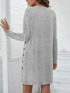 Women's Casual Dress Sweatshirt Dress Winter Dress Mini Dress Button Outdoor Daily Going Out Active Fashion Crew Neck Long Sleeve 2023 Loose Fit Black Pink Gray Color S M L XL XXL Size -LIGHTINTHEBOX Shop liuzch1693558764711