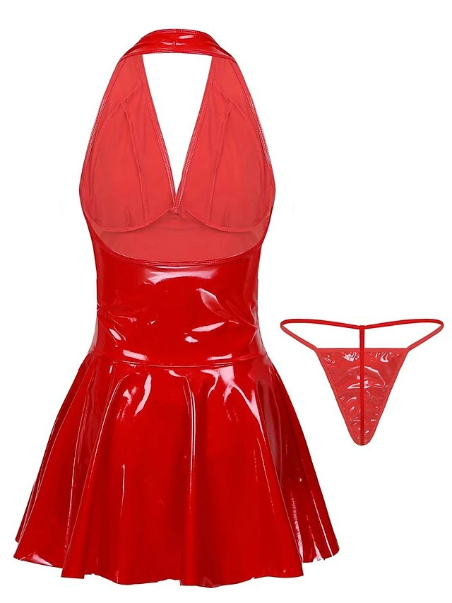 Women's Casual Dress Night Dress Mini Dress Daily Casual Backless Solid Color Halter Neck Home Lounge Black Red 2023 Summer Spring One-Size 11 Women's Casual Dress Night Dress Mini Dress Daily Casual Backless Solid Color Halter Neck Home Lounge Black Red 2023 Summer Spring One-Size - Image 9