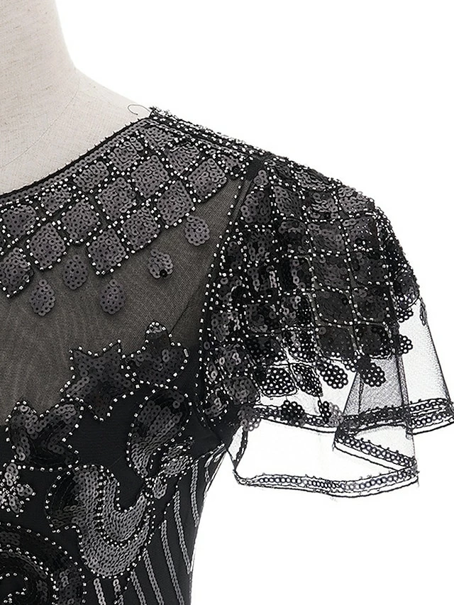 Women's Retro 1920s Fringe Dress Midi Dress Party Halloween Sequins Tassel Fringe Floral Crewneck Short Sleeve Regular Fit Spring Fall 2023 Black Gold S M L XL 7 Women's Retro 1920s Fringe Dress Midi Dress Party Halloween Sequins Tassel Fringe Floral Crewneck Short Sleeve Regular Fit Spring Fall 2023 Black Gold S M L XL - Image 5