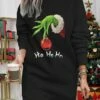 Women's Casual Dress Sweatshirt Dress Mini Dress Warm Fashion Outdoor Christmas Vacation Crew Neck Print Geometric Print Monster Loose Fit Black Red Burgundy S M L XL XXL -LIGHTINTHEBOX Shop lkuyya1695365294096
