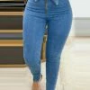 Women's Jeans Tapered Pants Pants Trousers Full Length Denim Micro-elastic Mid Waist Fashion Streetwear Street Daily Blue S M Fall Winter -LIGHTINTHEBOX Shop llkjku1693466770903