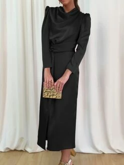 Women's Work Dress Satin Dress Semi Formal Dress Fashion Long Dress Maxi Dress Split Stand Collar Long Sleeve Plain Regular Fit Black Blue Sky Blue Fall Winter S M L XL 34 Women's Work Dress Satin Dress Semi Formal Dress Fashion Long Dress Maxi Dress Split Stand Collar Long Sleeve Plain Regular Fit Black Blue Sky Blue Fall Winter S M L XL -LIGHTINTHEBOX Shop llxgjr1692761653709