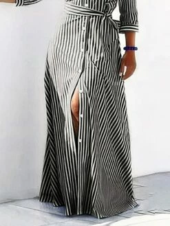 Women's Casual Dress Print Dress Stripe Lace Up Button Shirt Collar Long Dress Maxi Dress Active Fashion Outdoor Work 3/4 Length Sleeve Loose Fit Black Blue Summer Spring S M L XL XXL 10 Women's Casual Dress Print Dress Stripe Lace Up Button Shirt Collar Long Dress Maxi Dress Active Fashion Outdoor Work 3/4 Length Sleeve Loose Fit Black Blue Summer Spring S M L XL XXL -LIGHTINTHEBOX Shop llylpz1692614006782