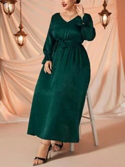 Women's Plus Size Curve Prom Dress Party Dress Wedding Guest Dress Long Dress Maxi Dress Green Long Sleeve Pure Color Lace Up Fall Winter Autumn V Neck Fashion Evening Party Wedding Guest 10 Women's Plus Size Curve Prom Dress Party Dress Wedding Guest Dress Long Dress Maxi Dress Green Long Sleeve Pure Color Lace Up Fall Winter Autumn V Neck Fashion Evening Party Wedding Guest -LIGHTINTHEBOX Shop lmqyyg1693210707205