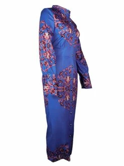 Women's Shirt Dress Casual Dress Bodycon Midi Dress Outdoor Office Daily Polyester Fashion Romantic Stand Collar Button Print Long Sleeve Summer Spring Fall 2023 Slim Blue Khaki Floral S M L XL 2XL -LIGHTINTHEBOX Shop lnkvvv1689227632556