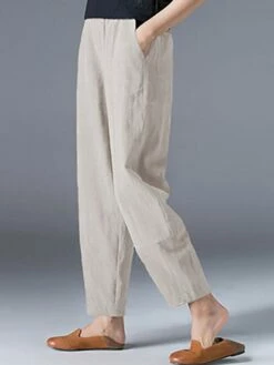 Women's Bloomers Cropped Pants Harem Pants Ankle-Length Cotton And Linen Pocket High Cut High Waist Vacation Streetwear Outdoor Street Wine Black S M Winter Autumn / Fall -LIGHTINTHEBOX Shop lnwuoa1697681133578