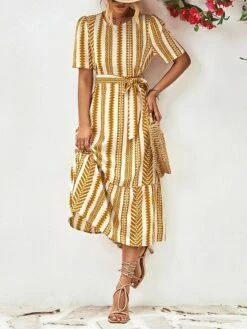 Women's Casual Dress A Line Dress Summer Dress Stripe Lace Up Print Crew Neck Midi Dress Fashion Streetwear Outdoor Street Short Sleeve Regular Fit Black Yellow Summer Spring S M L XL 24 Women's Casual Dress A Line Dress Summer Dress Stripe Lace Up Print Crew Neck Midi Dress Fashion Streetwear Outdoor Street Short Sleeve Regular Fit Black Yellow Summer Spring S M L XL -LIGHTINTHEBOX Shop loaqin1690284248466