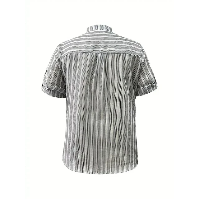 Blouse Women's Light Blue Black Khaki Stripes Button Front Office S 4 Blouse Women's Light Blue Black Khaki Stripes Button Front Office S - Image 2