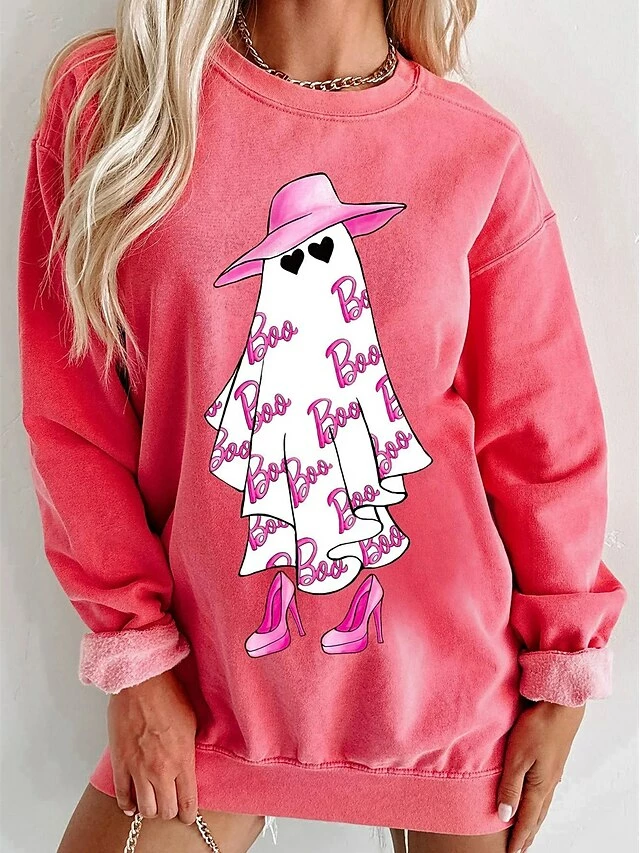 Women's Halloween Sweatshirt Pullover Active Festival Pink Graphic Halloween Casual Hoodie Long Sleeve Top Micro-elastic Fall & Winter 4 Women's Halloween Sweatshirt Pullover Active Festival Pink Graphic Halloween Casual Hoodie Long Sleeve Top Micro-elastic Fall & Winter - Image 2