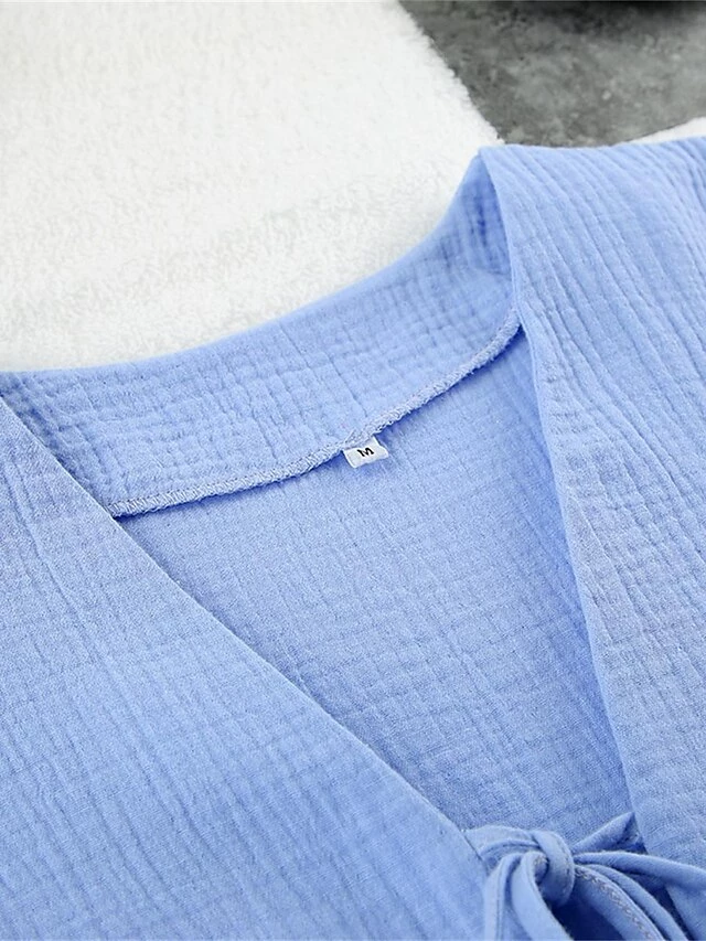 Women's Casual Dress Cotton Dress Swing Dress Mini Dress Cotton Fashion Modern Outdoor Daily Holiday V Neck Lace Up Ruched 3/4 Length Sleeve Fall Winter Autumn 2023 Loose Fit Light Green Blue Purple 16 Women's Casual Dress Cotton Dress Swing Dress Mini Dress Cotton Fashion Modern Outdoor Daily Holiday V Neck Lace Up Ruched 3/4 Length Sleeve Fall Winter Autumn 2023 Loose Fit Light Green Blue Purple - Image 14