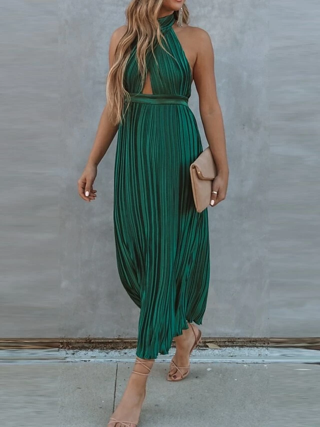 Women's Prom Dress Party Dress Wedding Guest Dress Long Dress Maxi Dress White Pink Purple Sleeveless Pure Color Pleated Summer Spring Halter Neck Fashion Birthday Evening Party Wedding Guest 2023 S 11 Women's Prom Dress Party Dress Wedding Guest Dress Long Dress Maxi Dress White Pink Purple Sleeveless Pure Color Pleated Summer Spring Halter Neck Fashion Birthday Evening Party Wedding Guest 2023 S - Image 9