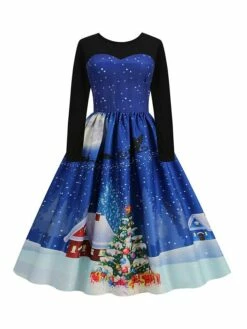 Women‘s Christmas Retro Elegant Vintage Dress Midi Dress Party Ruched Patchwork Santa Claus Crew Neck Long Sleeve Regular Fit Fall Winter 2023 Black Red S M L XL -LIGHTINTHEBOX Shop lsclip1694426164296