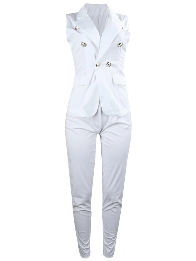 Women's Blazer Vest Office Suit Pants Sets White Solid Color Sleeveless Office Work Business Basic Shirt Collar Regular Fit Fall & Winter 12 Women's Blazer Vest Office Suit Pants Sets White Solid Color Sleeveless Office Work Business Basic Shirt Collar Regular Fit Fall & Winter - Image 10