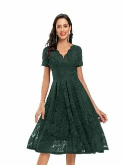Women's Party Dress Lace Dress Homecoming Dress Midi Dress Black Pink Wine Short Sleeve Pure Color Lace Summer Spring Fall V Neck Fashion Evening Party Wedding Guest Fall Dress 2023 S M L XL -LIGHTINTHEBOX Shop luoxgb1678263211100
