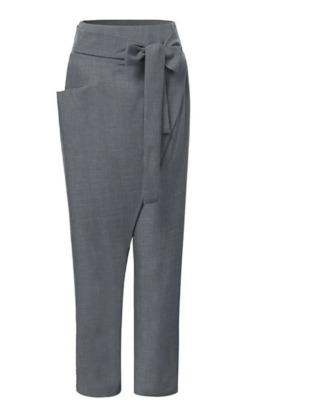 Women's Dress Pants Ankle-Length Cotton Blend Mid Waist Streetwear Casual Work Daily Black Navy Blue S M Fall & Winter 7 Women's Dress Pants Ankle-Length Cotton Blend Mid Waist Streetwear Casual Work Daily Black Navy Blue S M Fall & Winter - Image 5